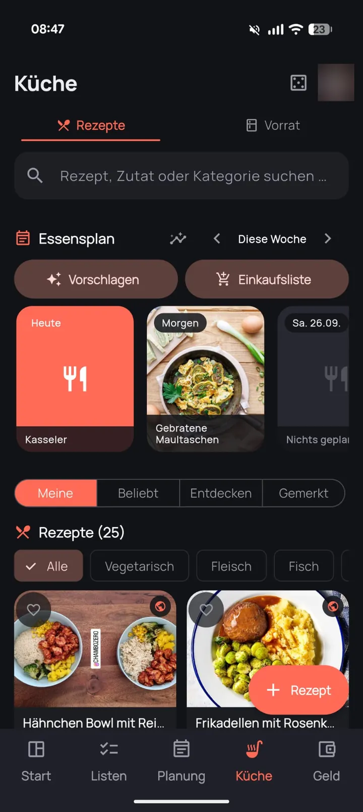 Hestia: kitchen with meal plan and recipes